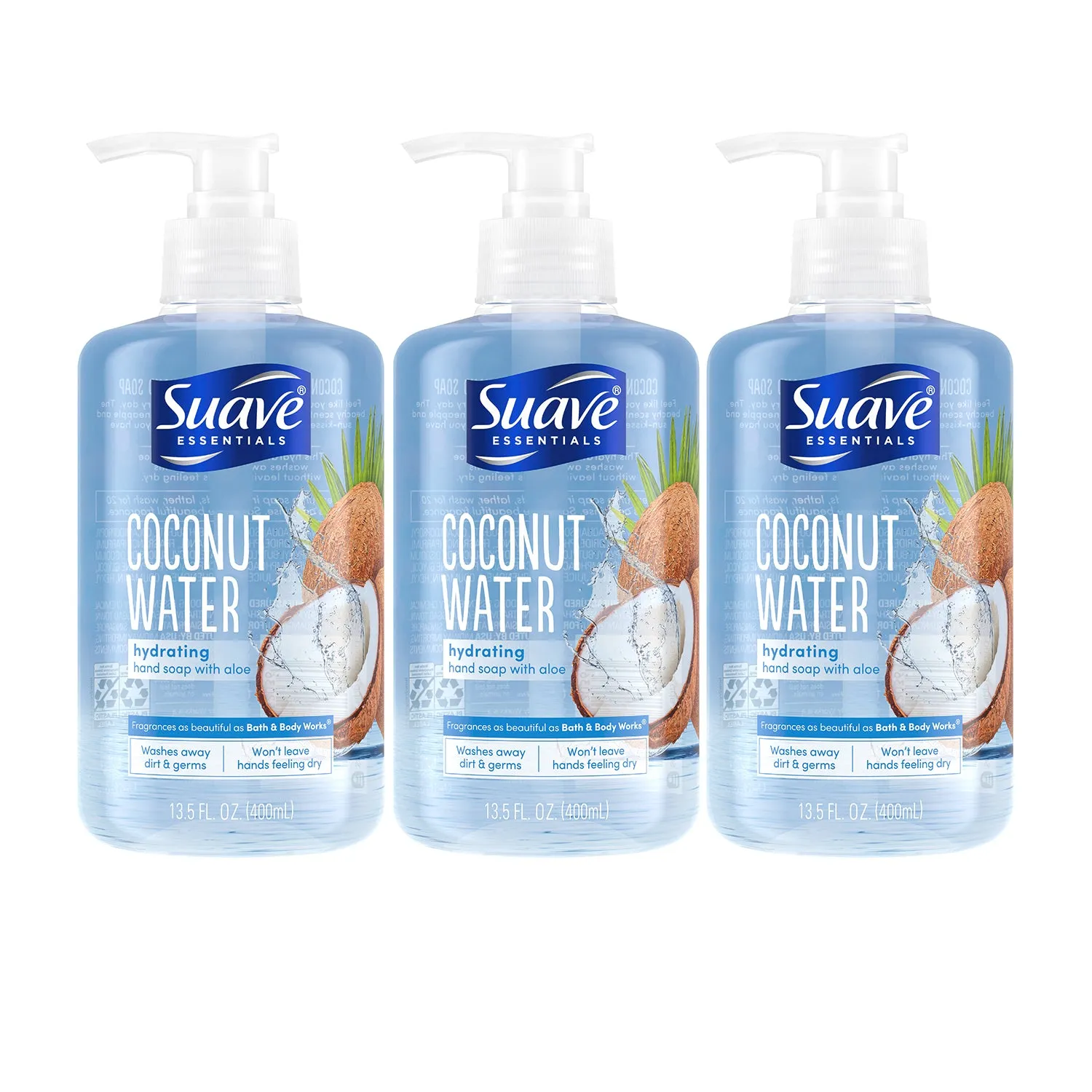 Suave Essentials Hydrating Liquid Hand Soap Coconut Water 13.5 oz 3-PACK