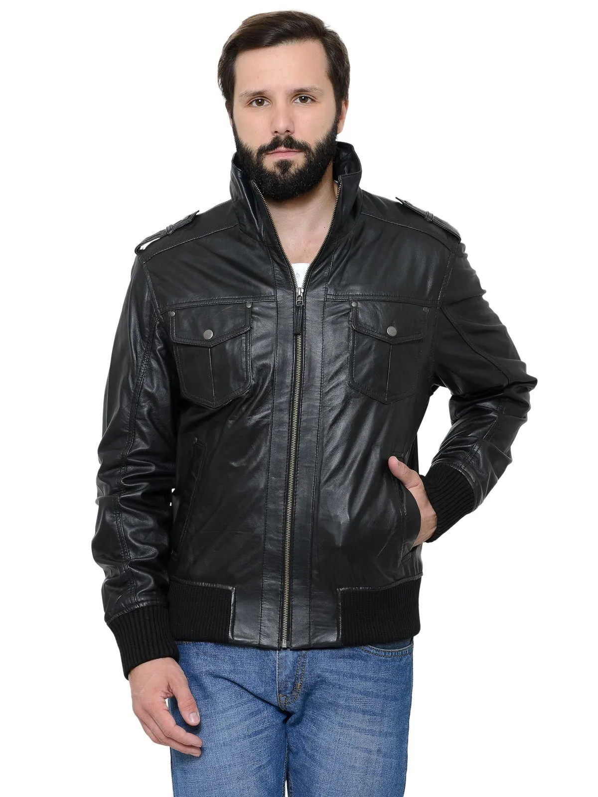 Teakwood Men's Black Leather Jackets