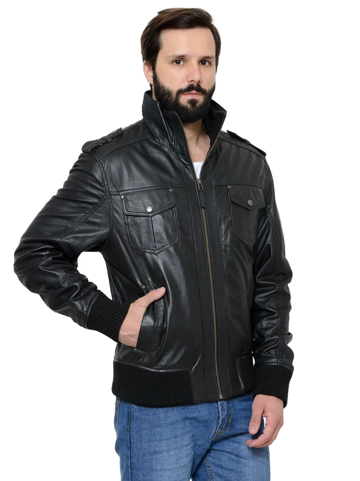 Teakwood Men's Black Leather Jackets