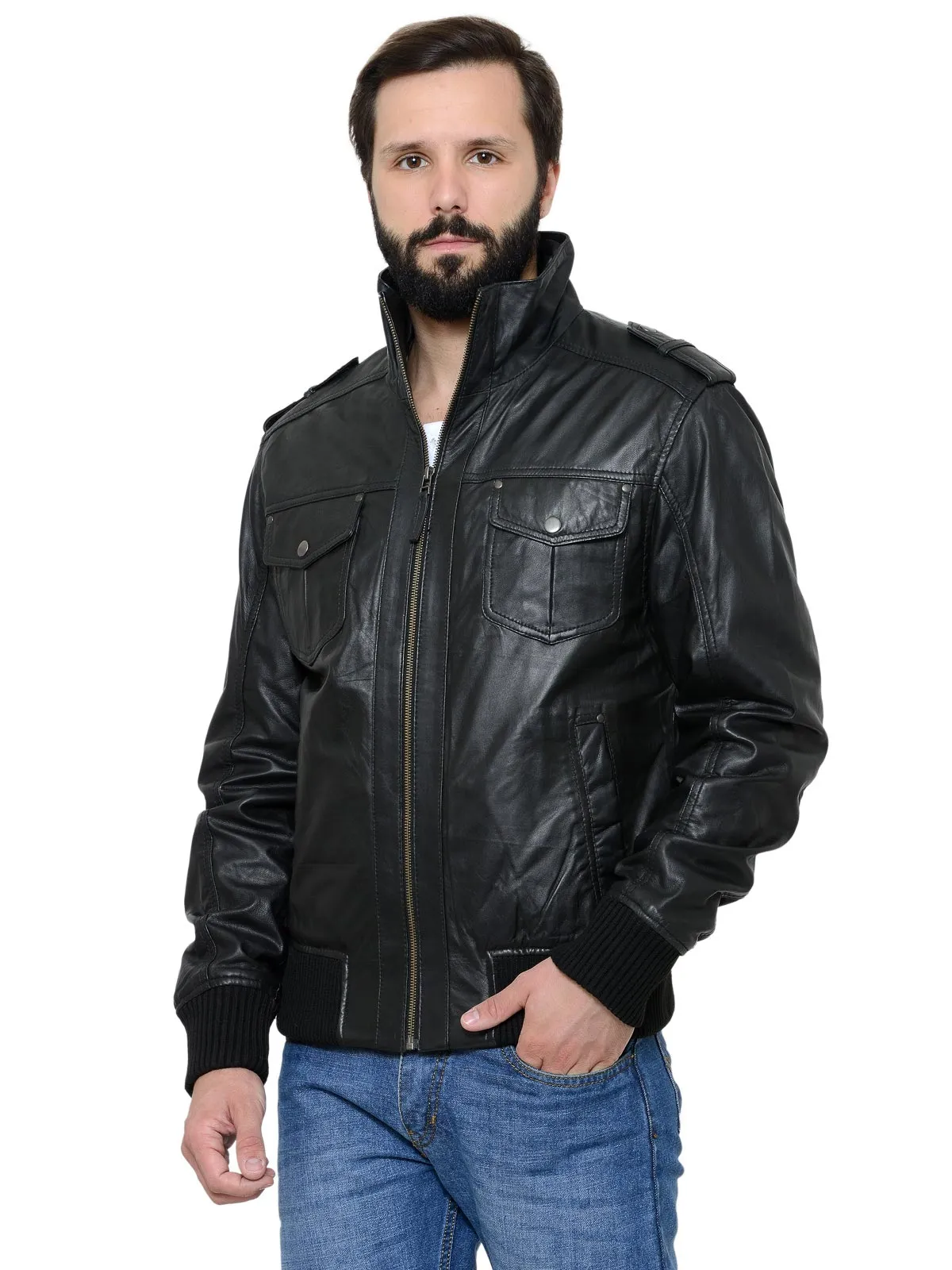 Teakwood Men's Black Leather Jackets