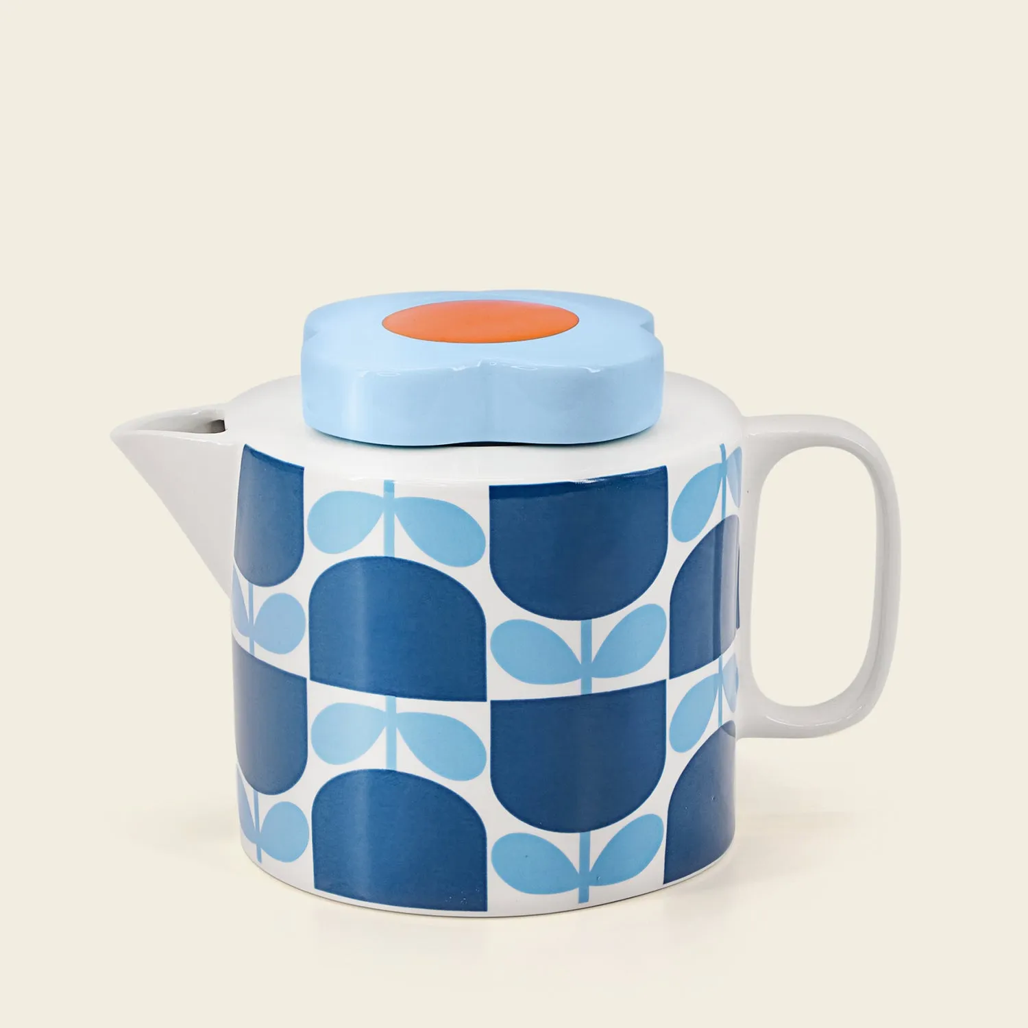 Teapot - Block Flower Navy