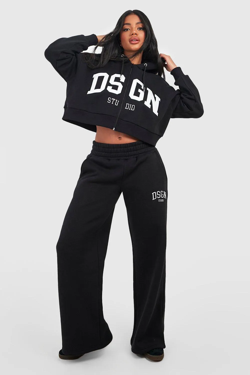 Tracksuits | Dsgn Studio Applique Zip Through Hooded Tracksuit | boohoo