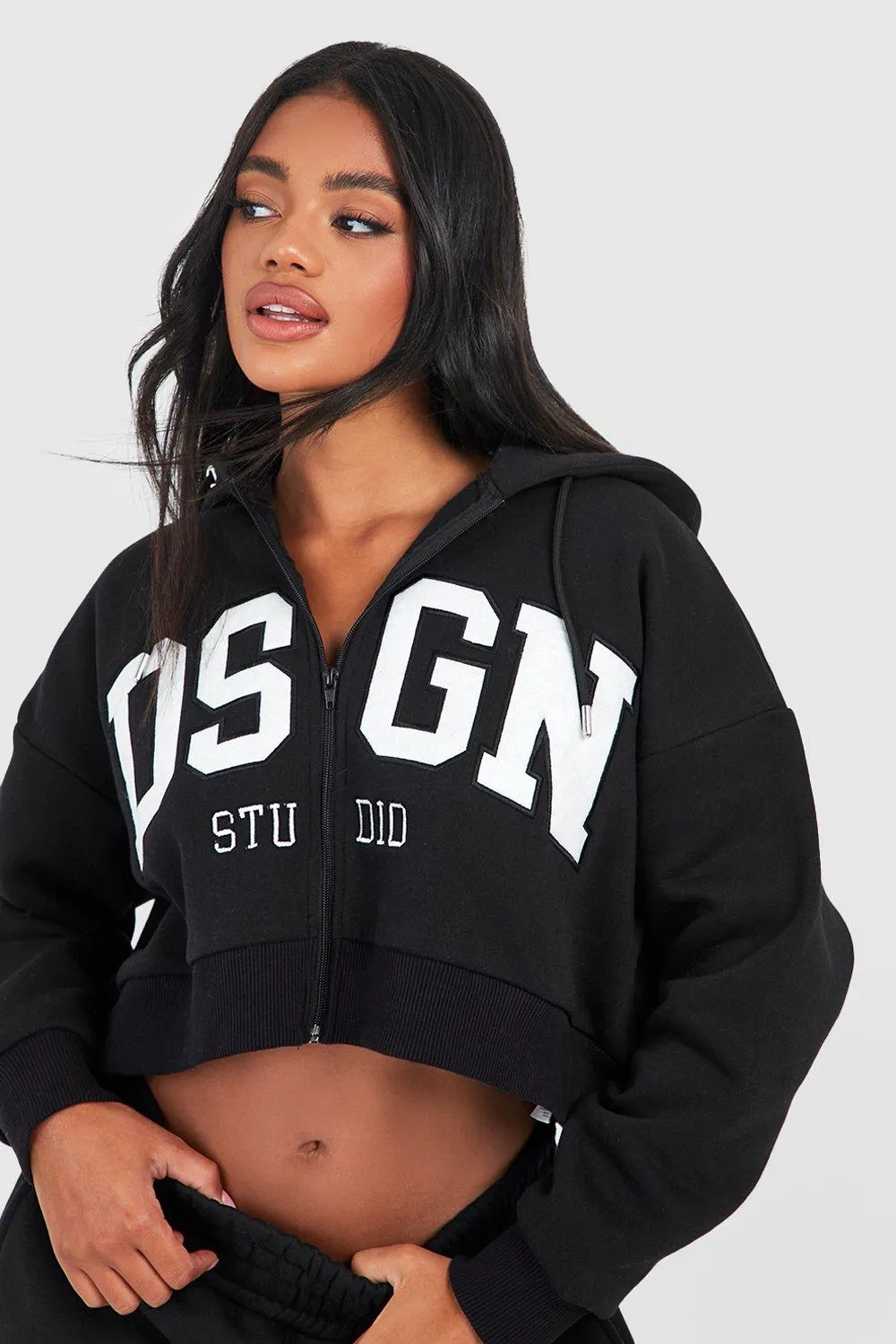 Tracksuits | Dsgn Studio Applique Zip Through Hooded Tracksuit | boohoo