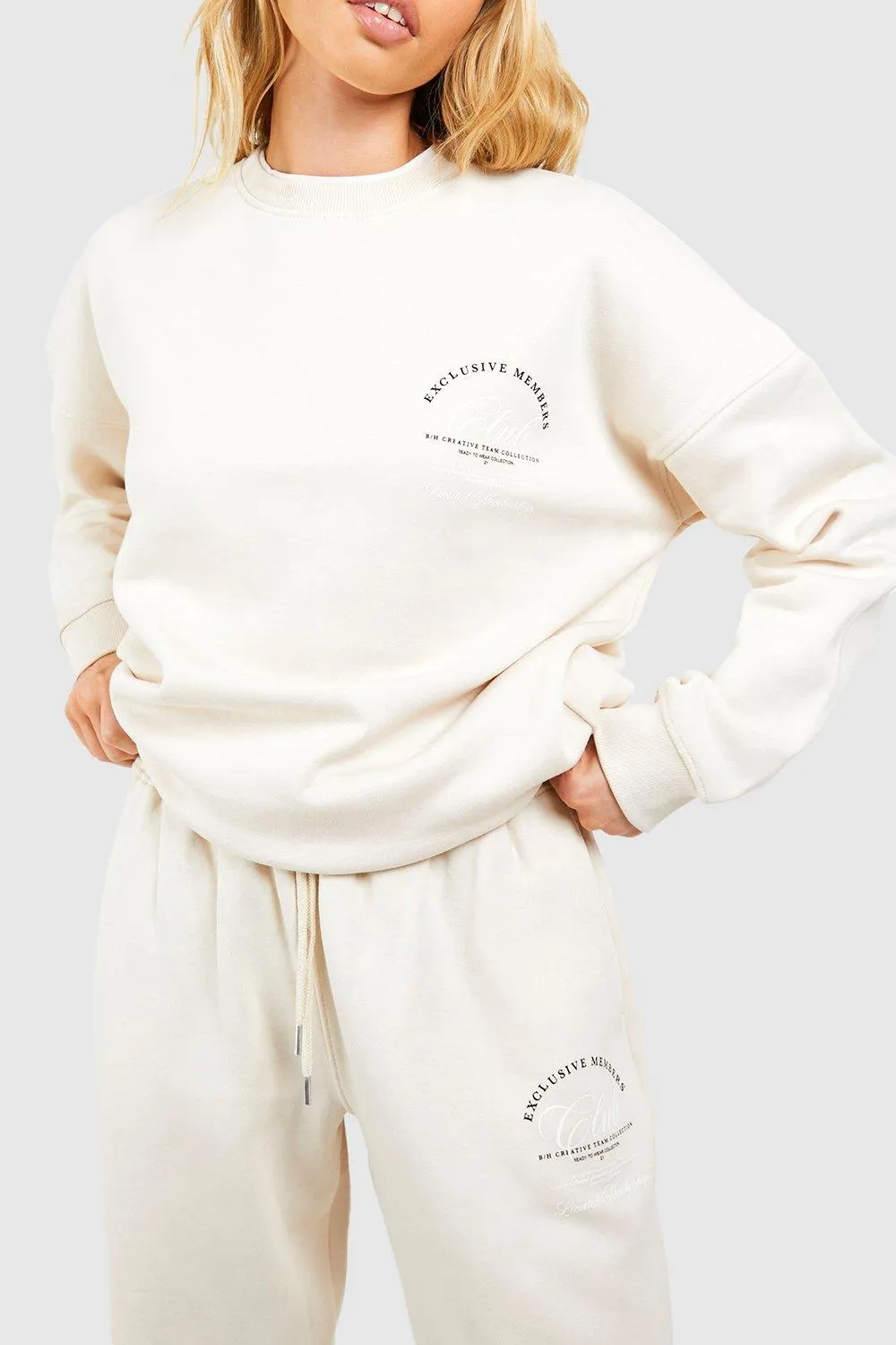 Tracksuits | Members Club Slogan Sweatshirt Tracksuit | boohoo