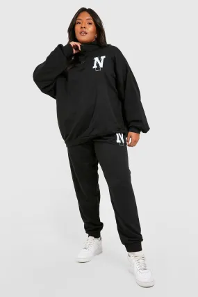 Tracksuits | Plus New York Half Zip Sweater Tracksuit | boohoo