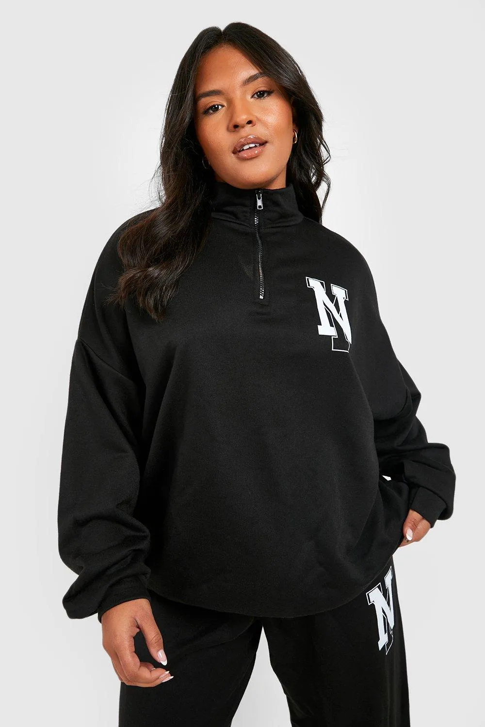 Tracksuits | Plus New York Half Zip Sweater Tracksuit | boohoo