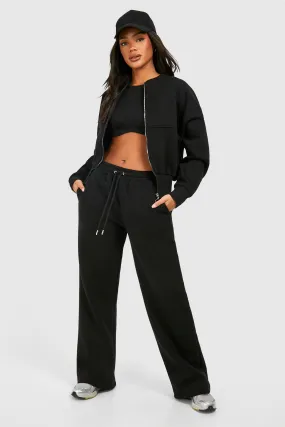 Tracksuits | Zip Through Bomber Straight Leg Tracksuit | boohoo