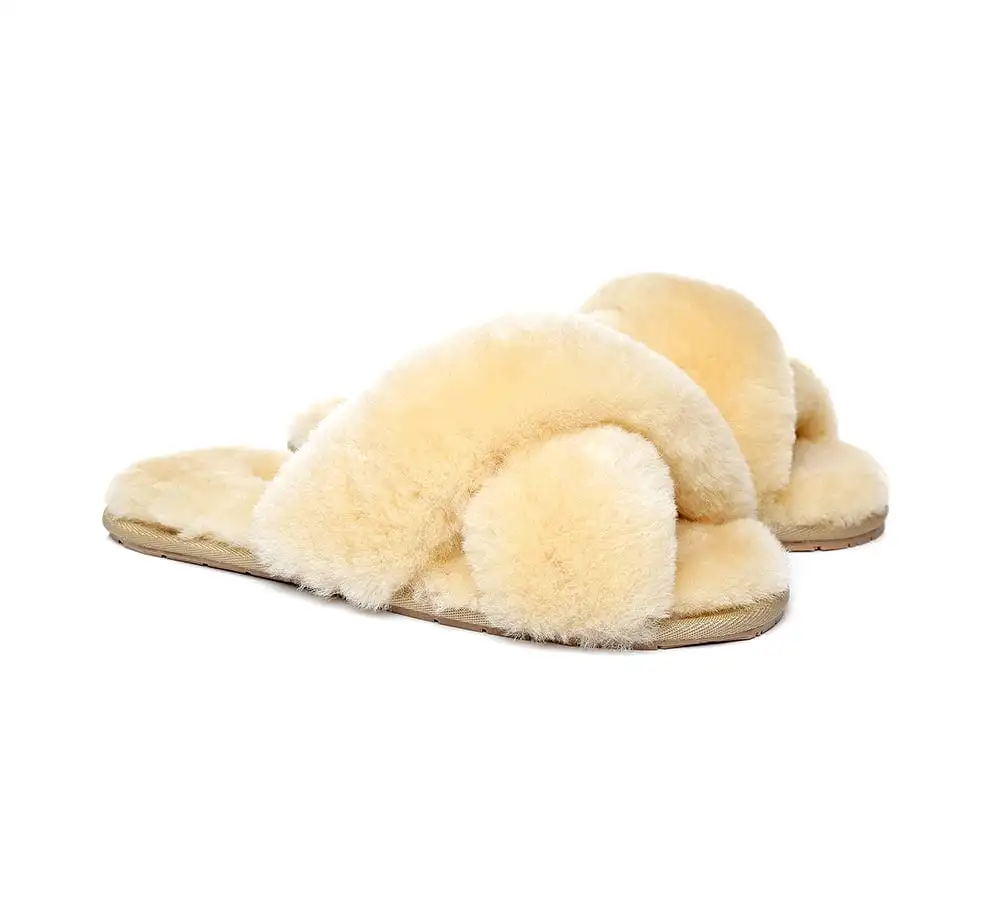 UGG Australian Shepherd Cross Fluffy Slides Linty