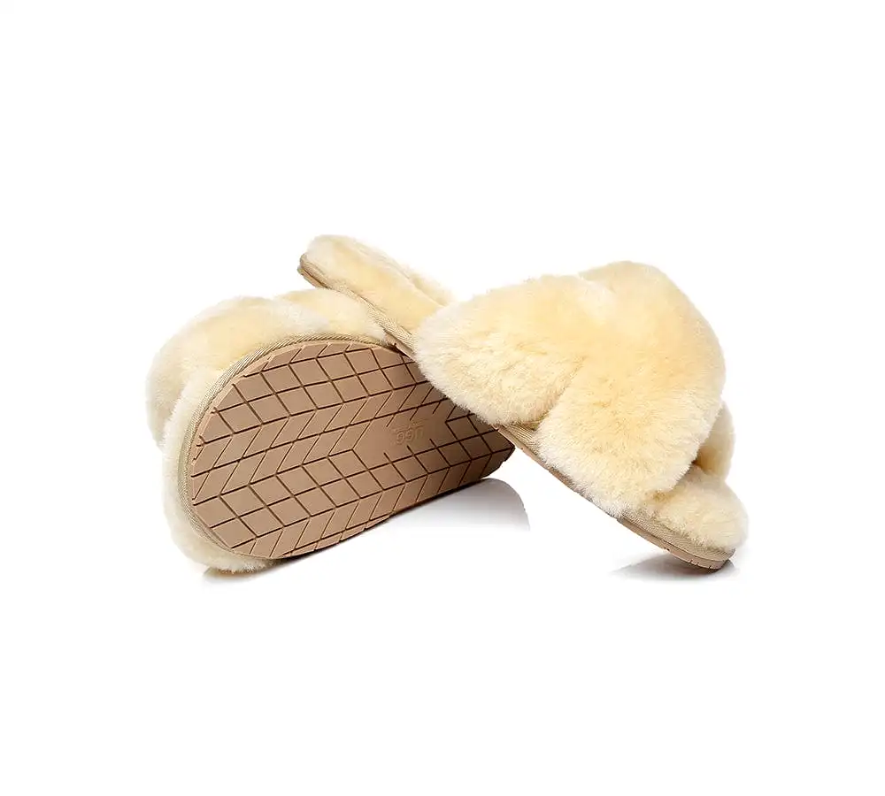 UGG Australian Shepherd Cross Fluffy Slides Linty