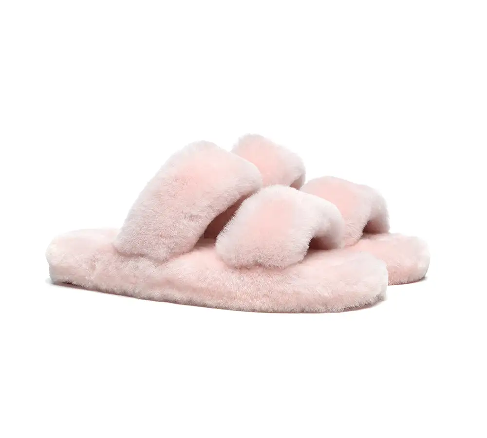 UGG Australian Shepherd Double Strap Fluffy Slides Women Jessica