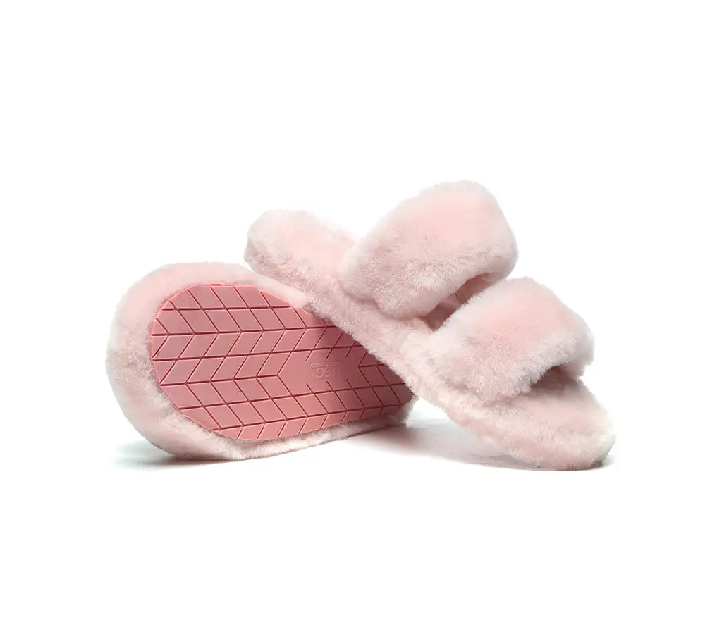 UGG Australian Shepherd Double Strap Fluffy Slides Women Jessica