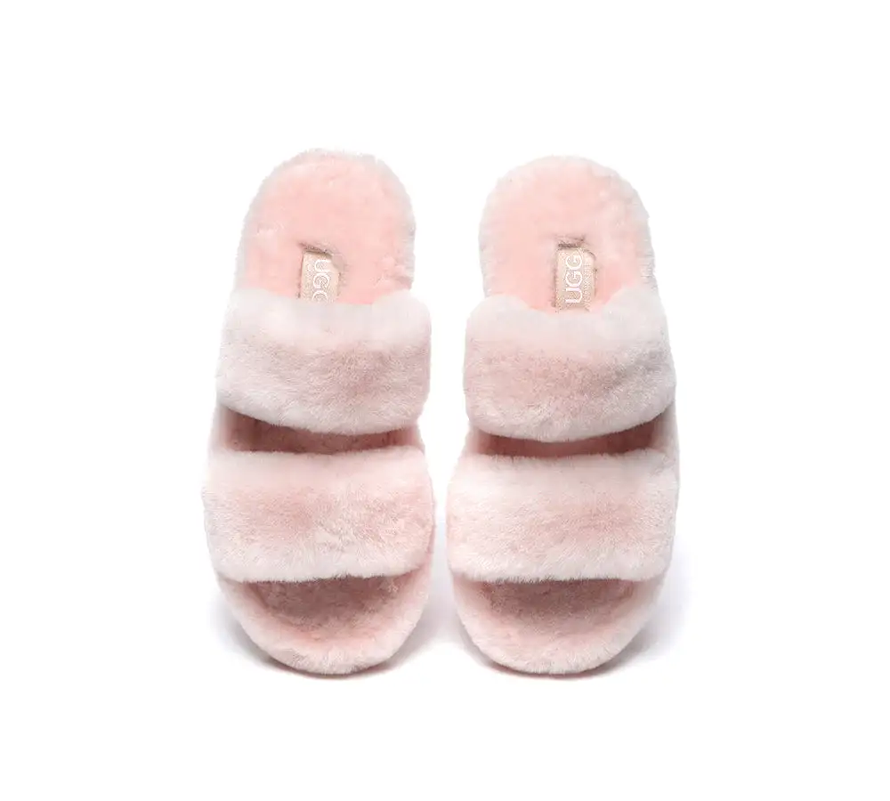 UGG Australian Shepherd Double Strap Fluffy Slides Women Jessica