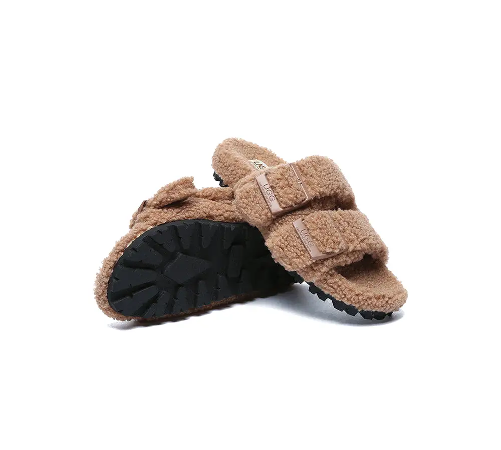 UGG AUSTRALIAN SHEPHERD Women Shearling Buckle Sandal Slides Jennie