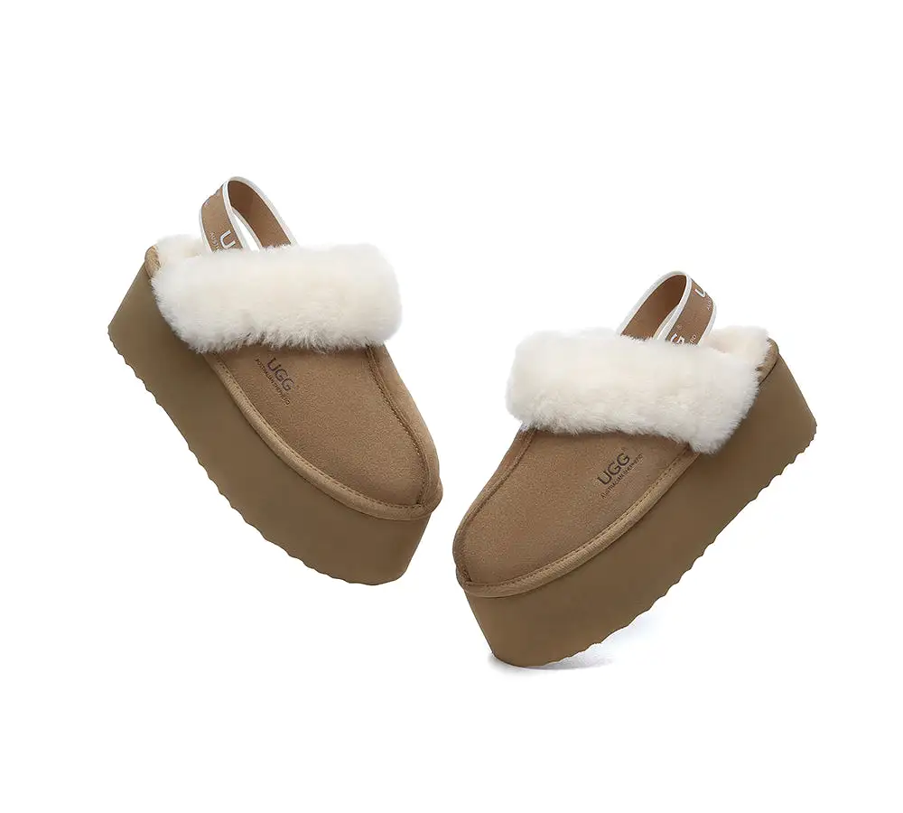 UGG AUSTRALIAN SHEPHERD Women Slingback Platform Slippers Muffin Plus