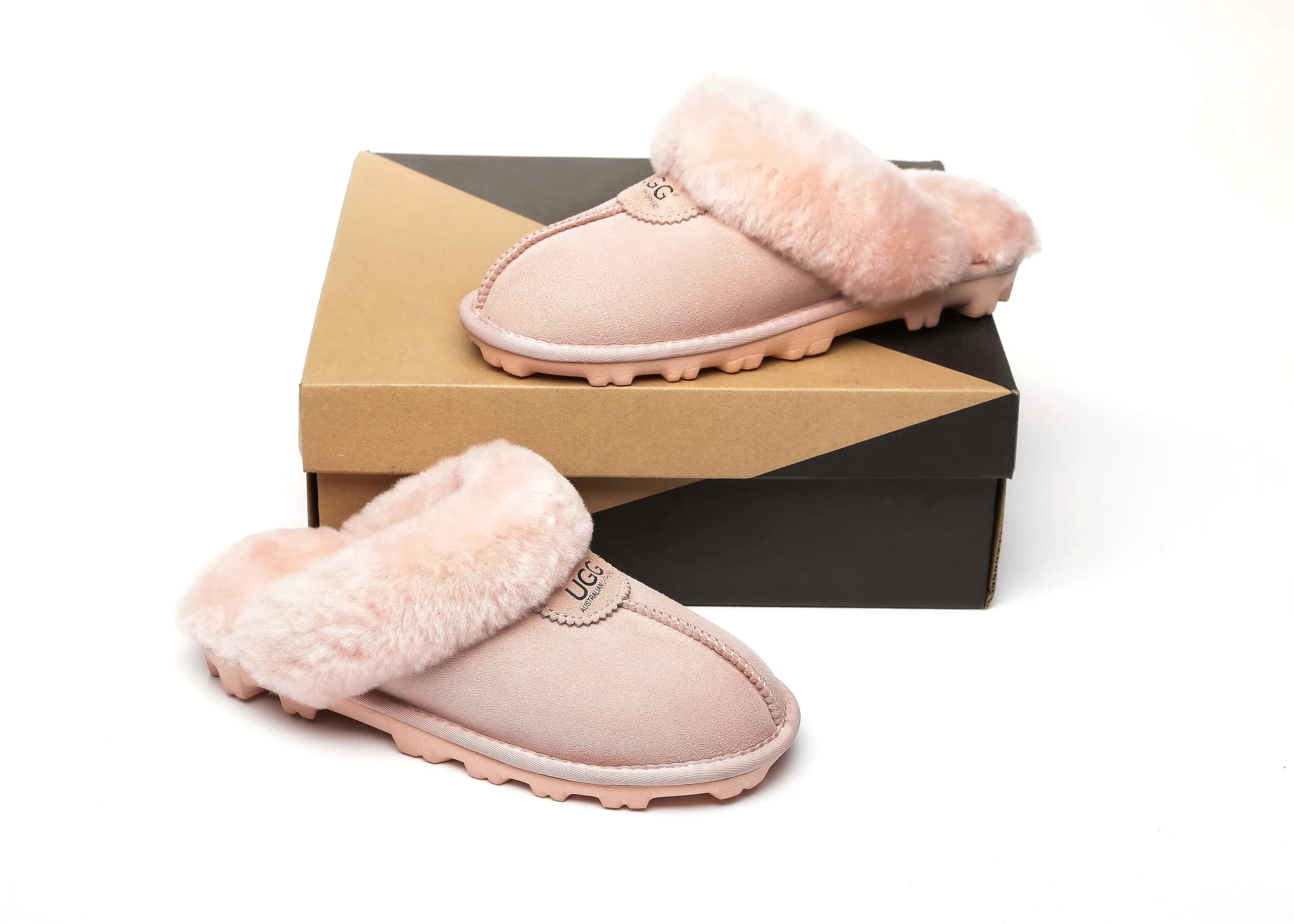 UGG Australian Shepherd Women Slippers Premium Australia Sheepskin Wool Waffle Scuff