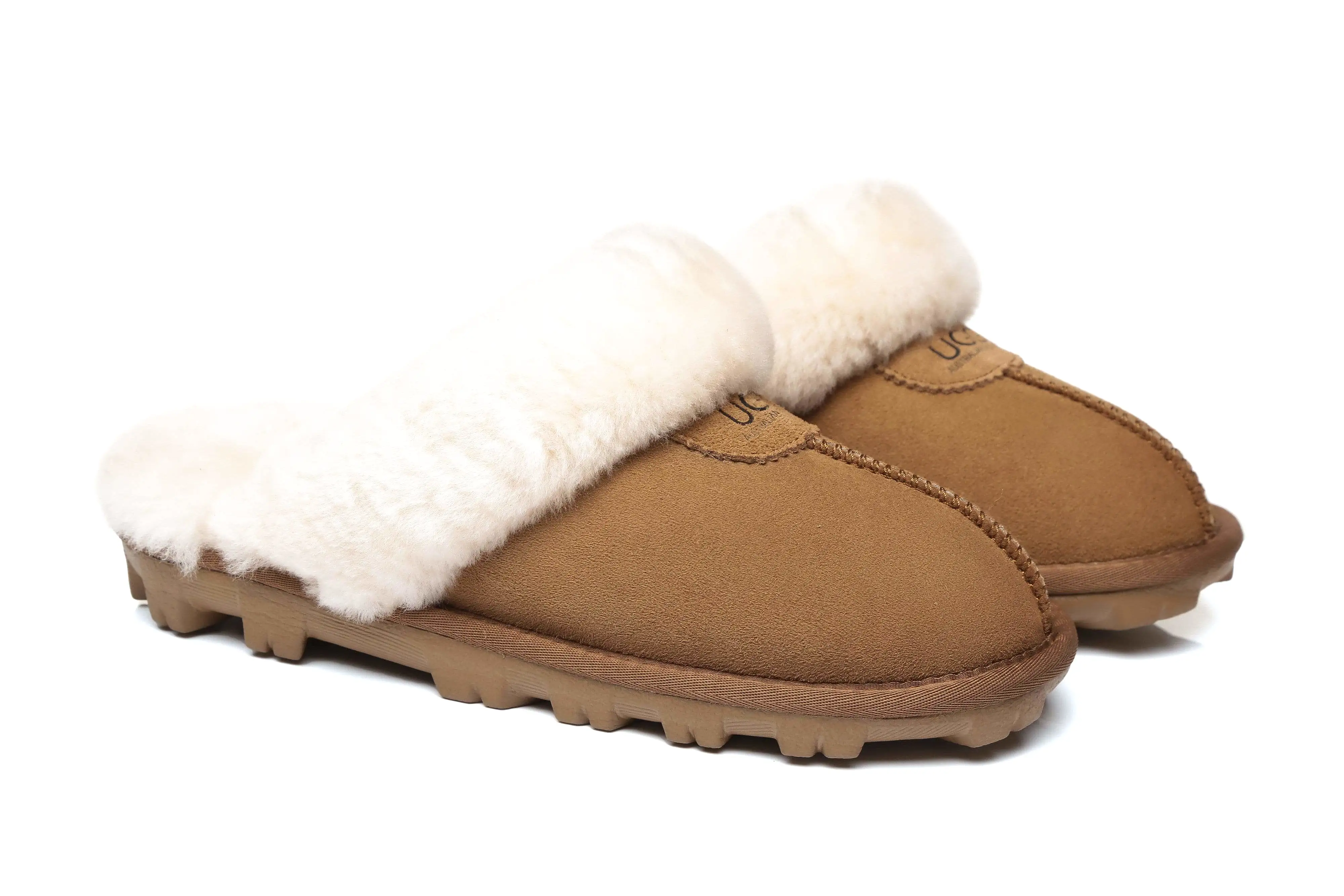 UGG Australian Shepherd Women Slippers Premium Australia Sheepskin Wool Waffle Scuff