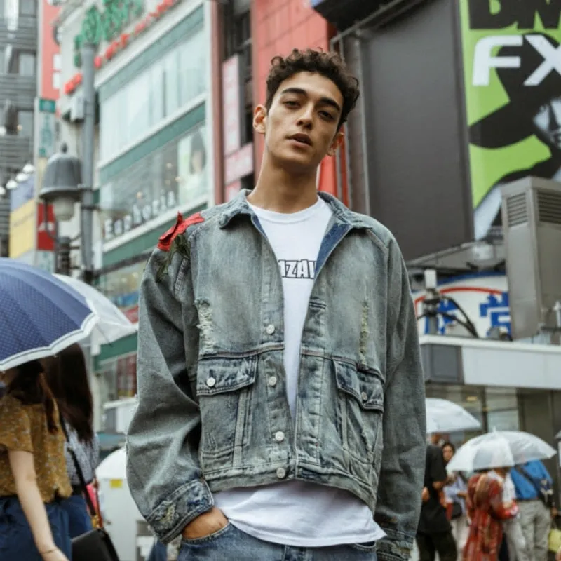 Vest With Rose Collar Denim Jackets