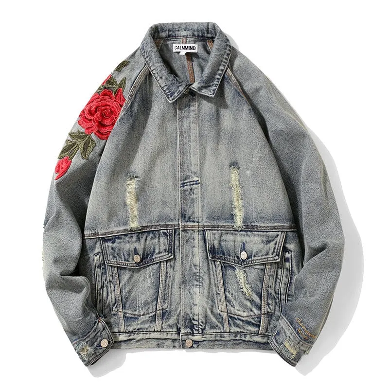 Vest With Rose Collar Denim Jackets