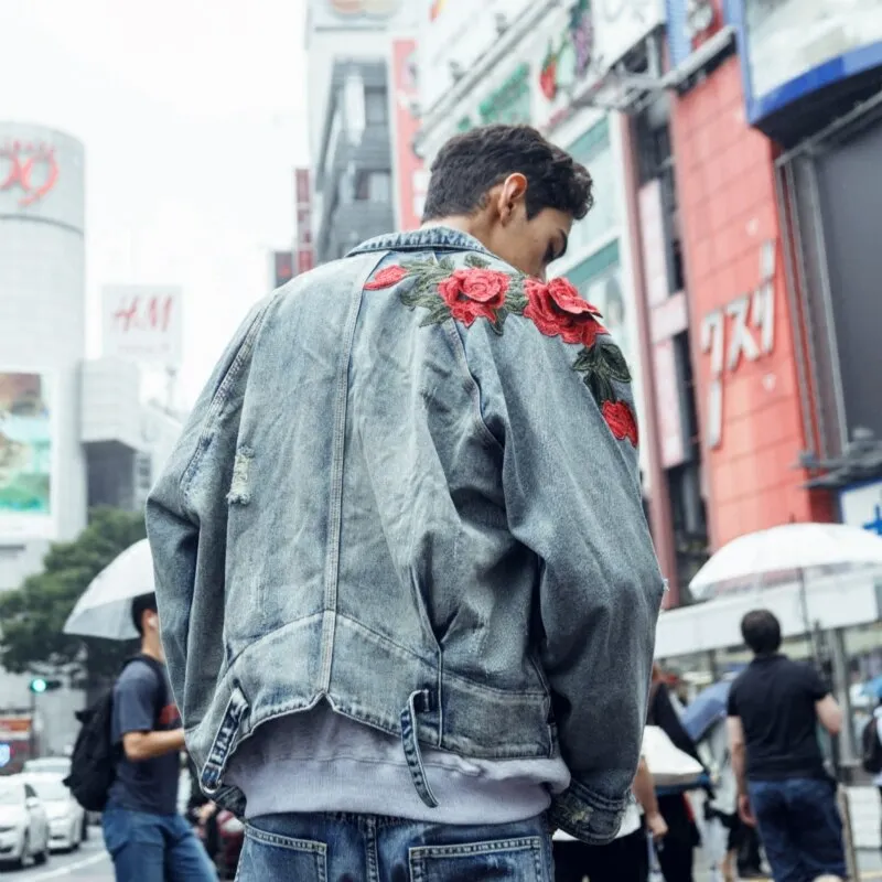 Vest With Rose Collar Denim Jackets