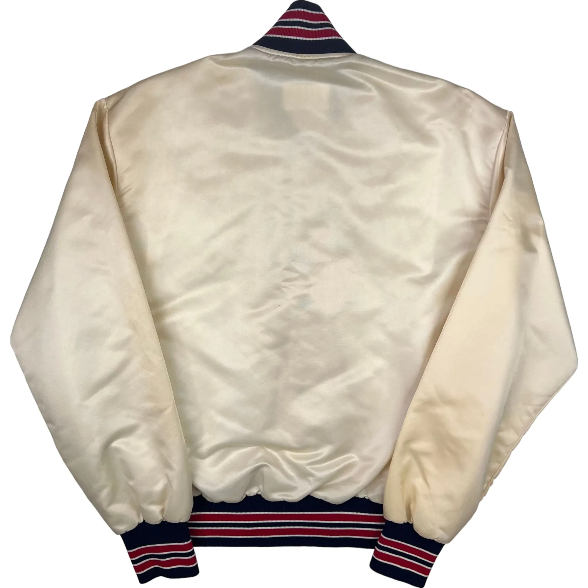 Vintage 80's MLB Cardinals Satin Varsity Pyramid Outerwear Jacket Cream Rare