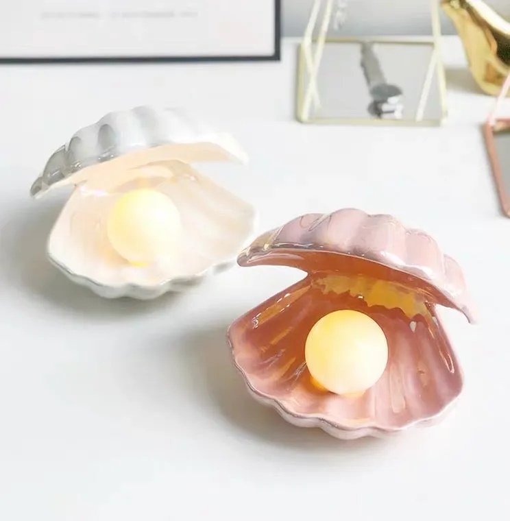 White / pink china shell night light