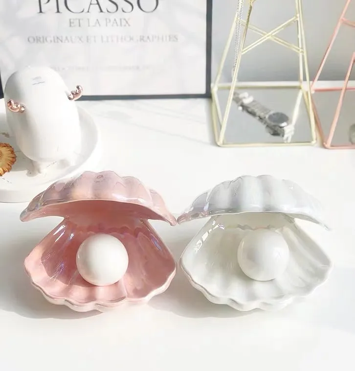 White / pink china shell night light