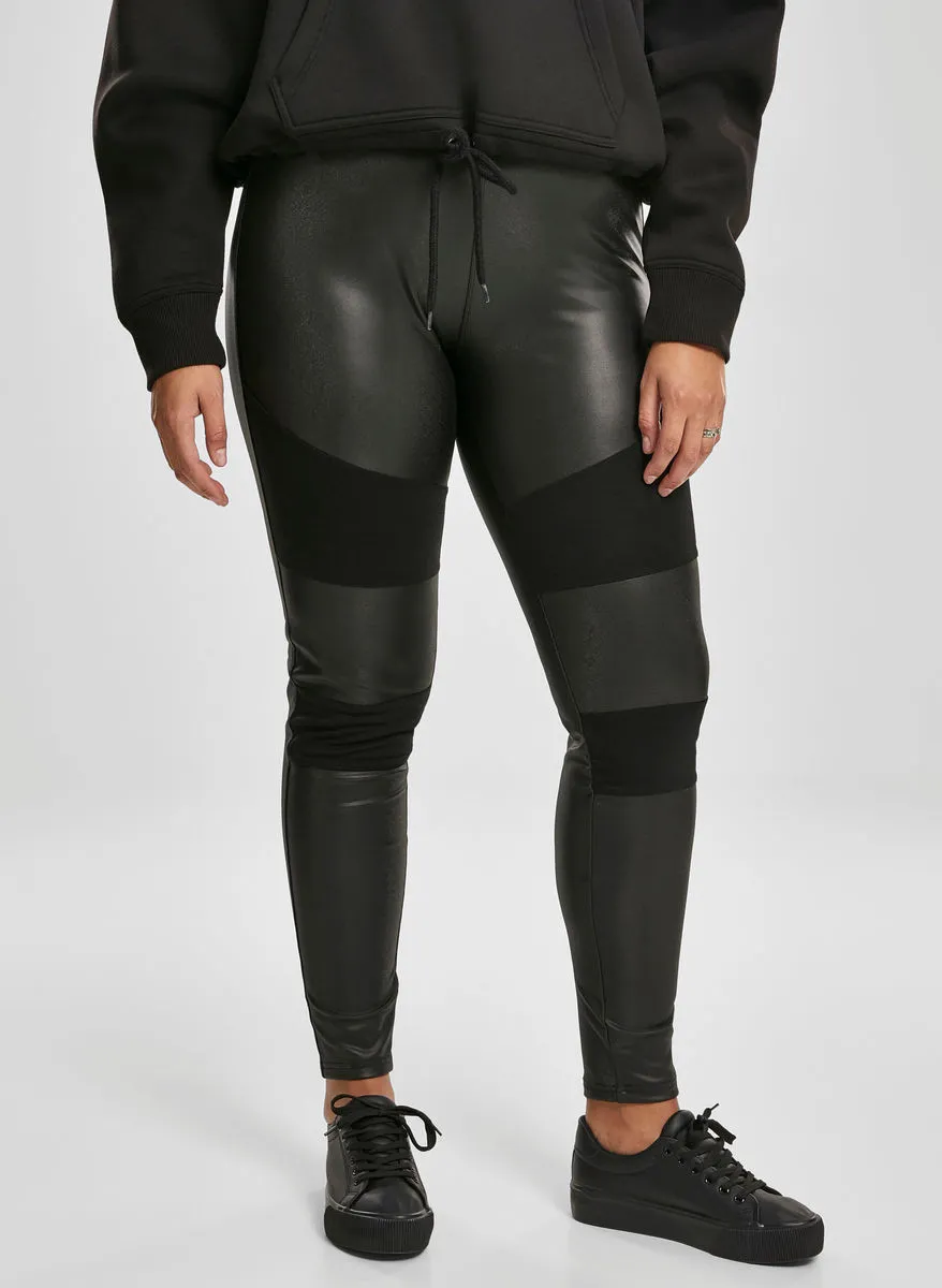 Women's trousers (leggings) URBAN CLASSICS - Fake Leather Tech Leggings - black - TB3246  -  Metal-shop