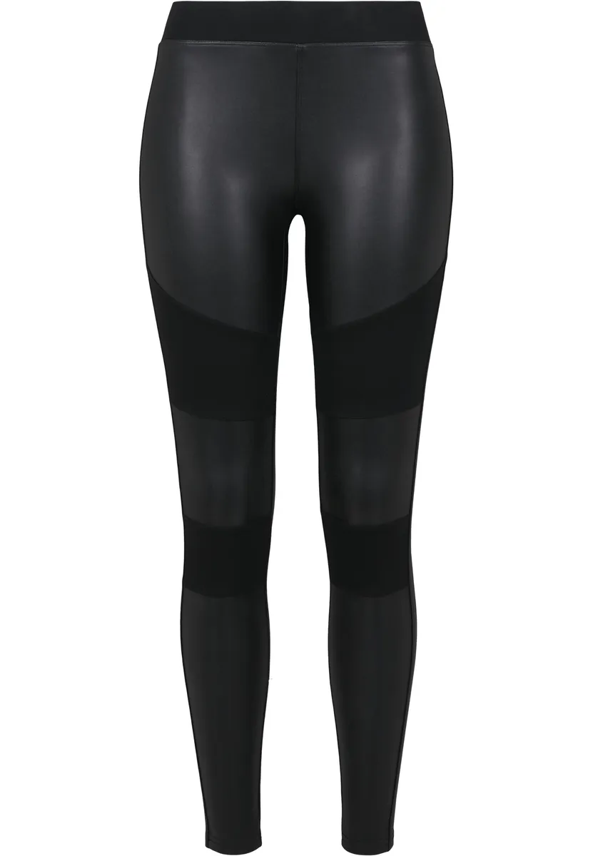 Women's trousers (leggings) URBAN CLASSICS - Fake Leather Tech Leggings - black - TB3246  -  Metal-shop