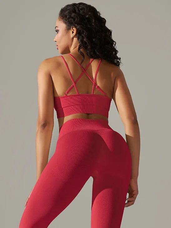 ZASUWA Female Seamless Quick-drying Cross Back Scrunch Bum Tracksuits