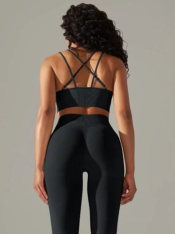 ZASUWA Female Seamless Quick-drying Cross Back Scrunch Bum Tracksuits