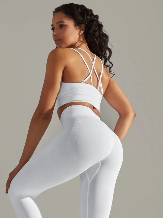 ZASUWA Female Seamless Quick-drying Cross Back Scrunch Bum Tracksuits