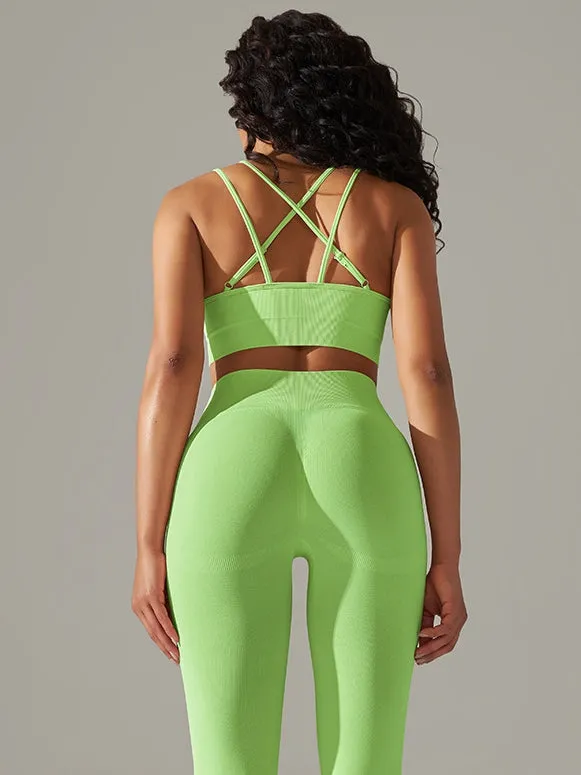 ZASUWA Female Seamless Quick-drying Cross Back Scrunch Bum Tracksuits